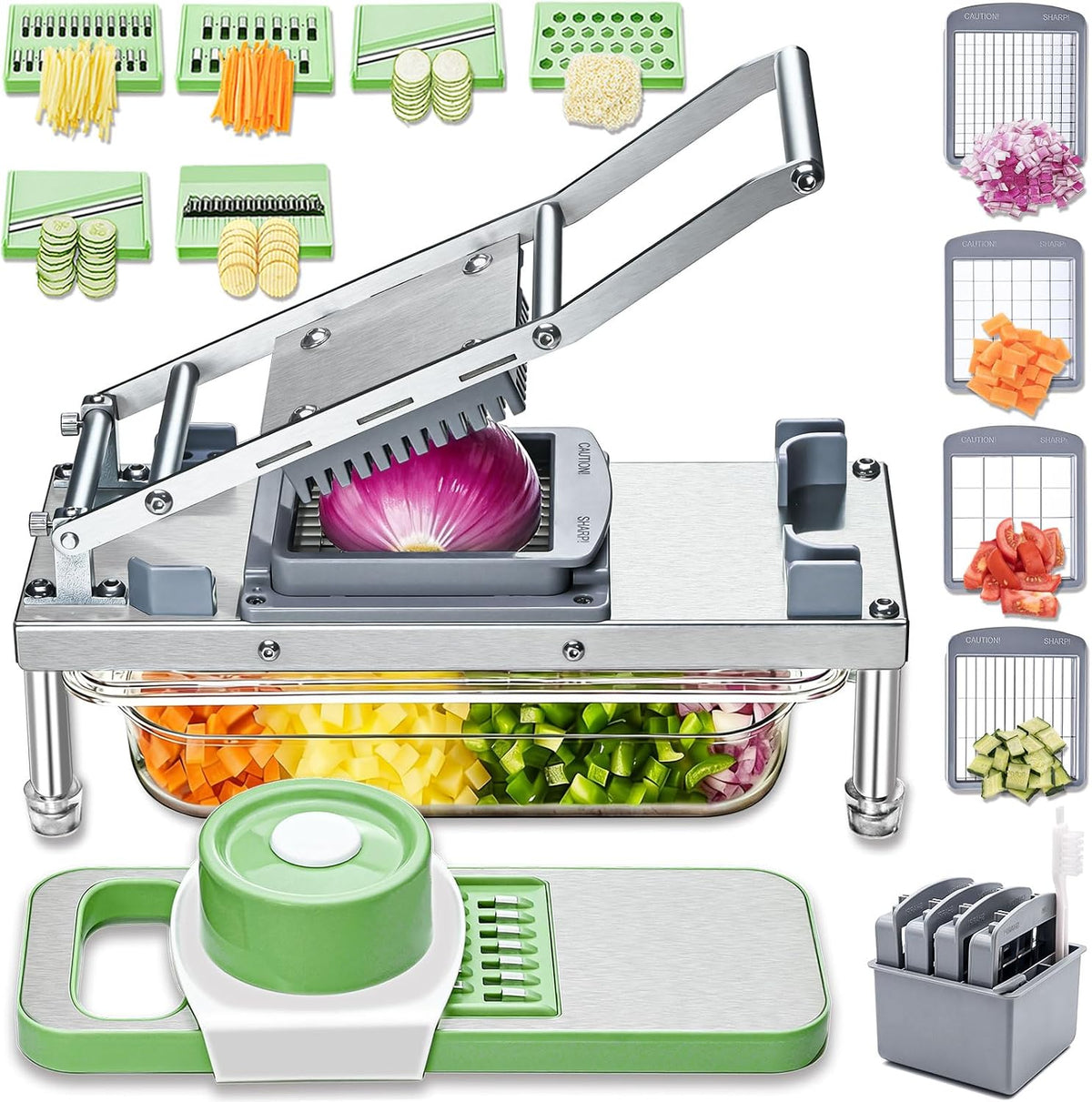 Vegetable Chopper Veggie Cutter Onion Food Dicer with Container 10 Blades