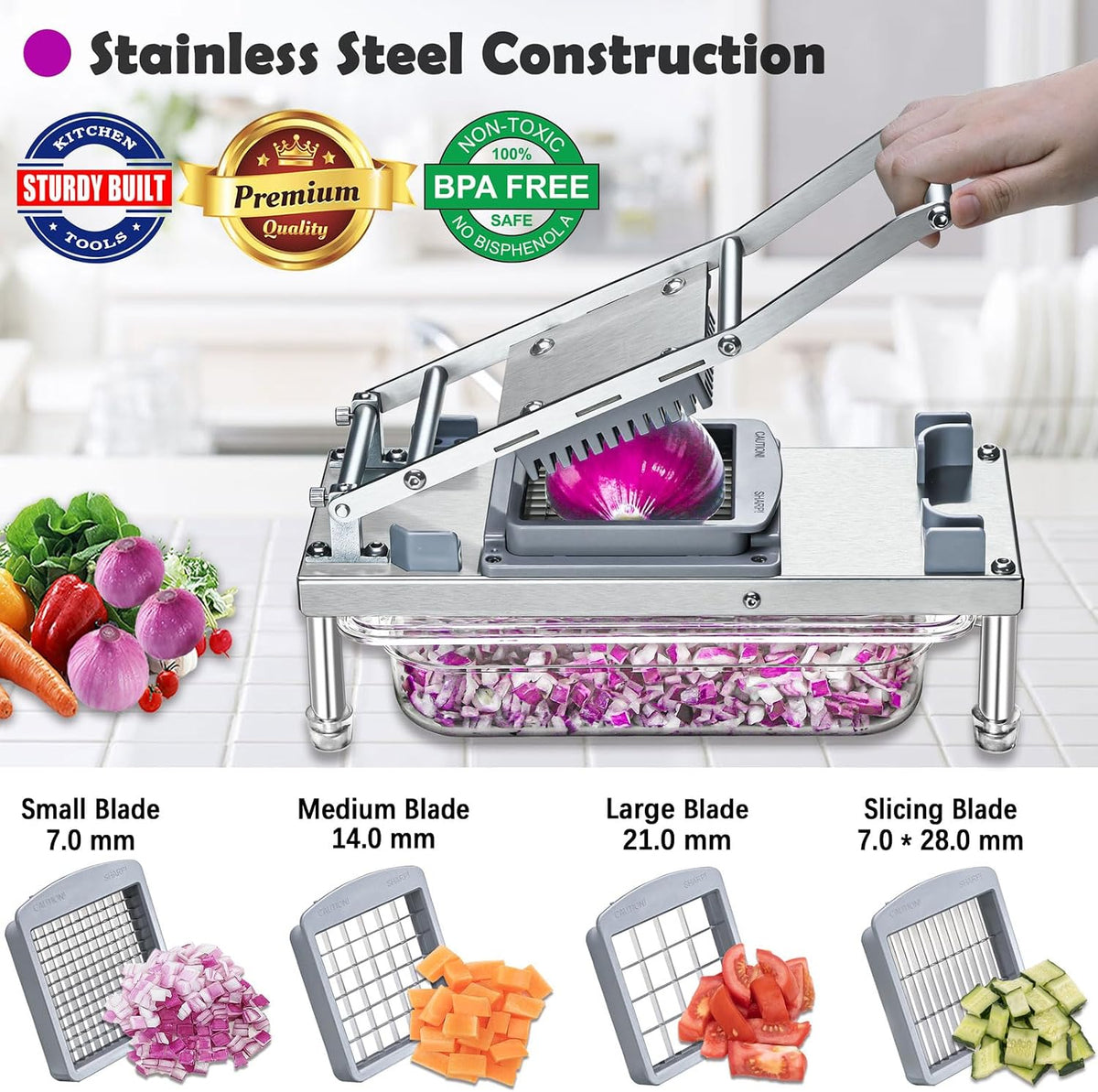 Vegetable Chopper Veggie Cutter Onion Food Dicer with Container 10 Blades