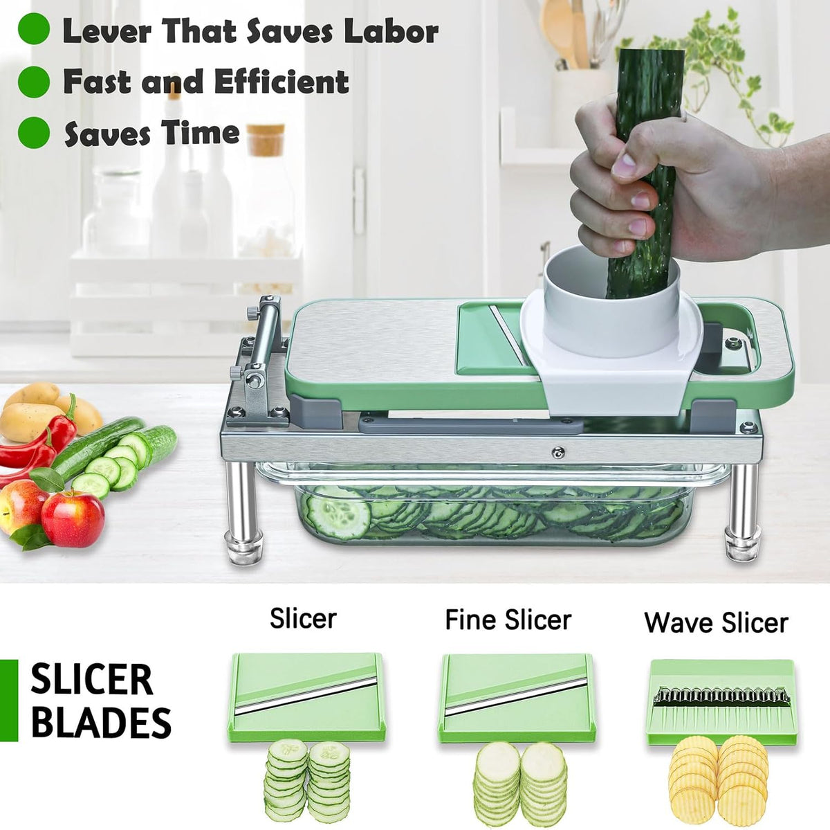 Vegetable Chopper Veggie Cutter Onion Food Dicer with Container 10 Blades