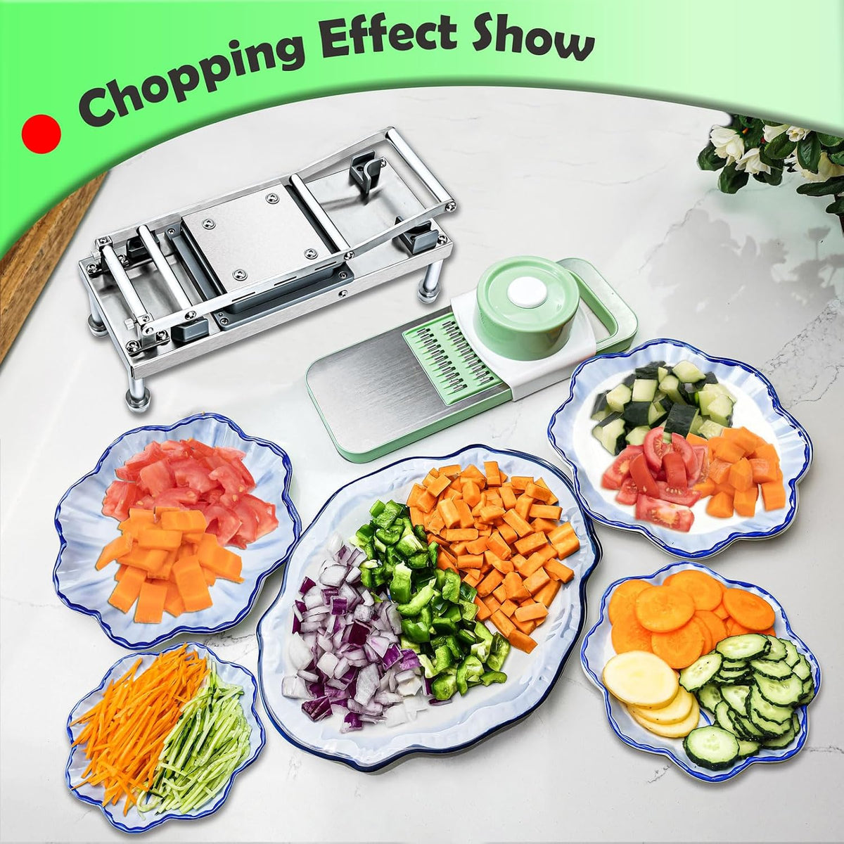 Vegetable Chopper Veggie Cutter Onion Food Dicer with Container 10 Blades