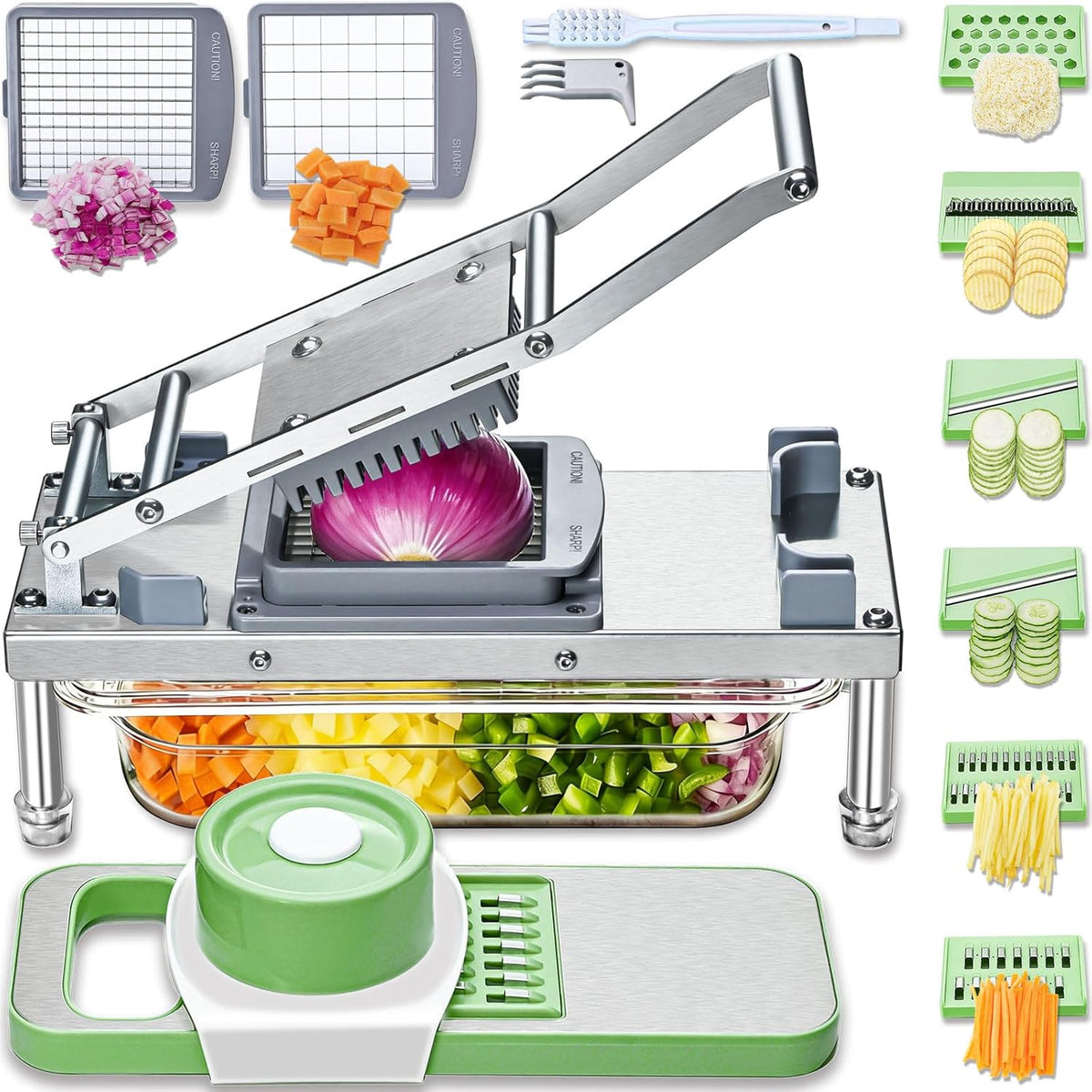 Vegetable Chopper Veggie Cutter Onion Food Dicer with Container 10 Blades