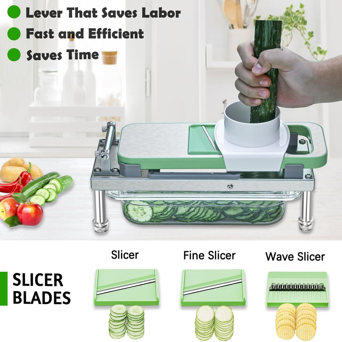 Vegetable Chopper Veggie Cutter Onion Food Dicer with Container 10 Blades