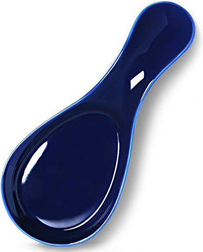 Large Porcelain Spoon Rest for Kitchen Stove Top, Navy | Large Spoon Shaped Holder, Keeps Stove Top Counter Clean, Minimalist Solid Color Porcelain, Dishwasher Safe Utensil Rest