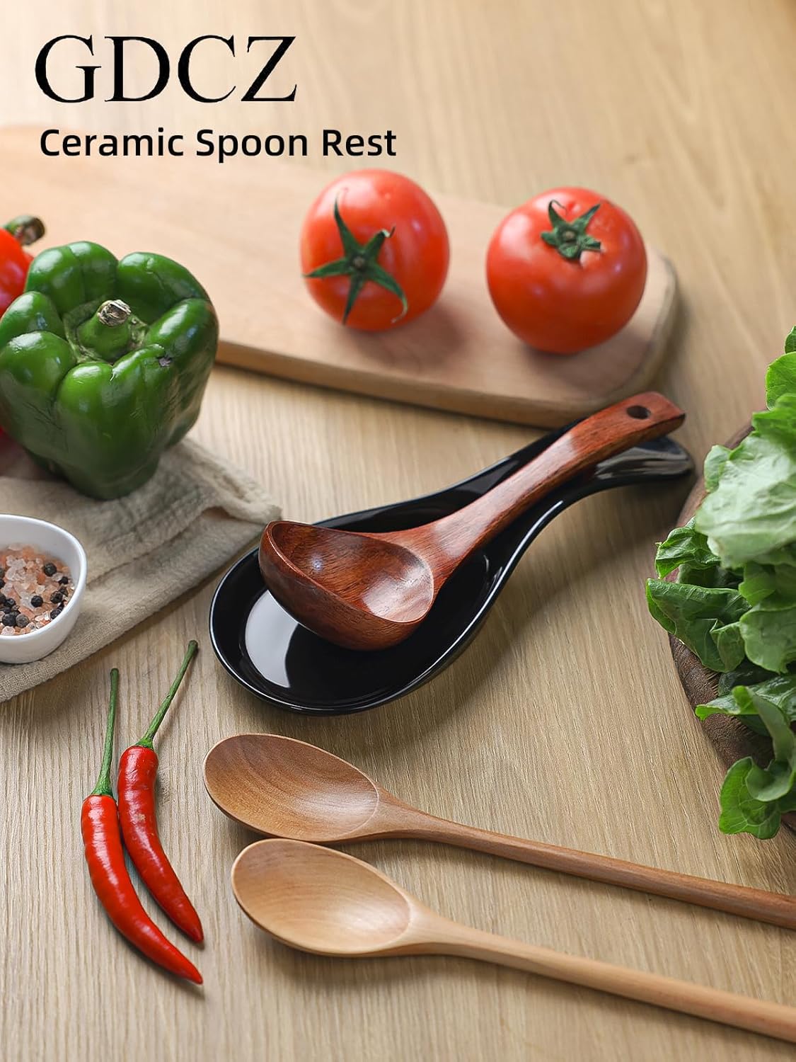 Large Porcelain Spoon Rest for Kitchen Stove Top, Navy | Large Spoon Shaped Holder, Keeps Stove Top Counter Clean, Minimalist Solid Color Porcelain, Dishwasher Safe Utensil Rest