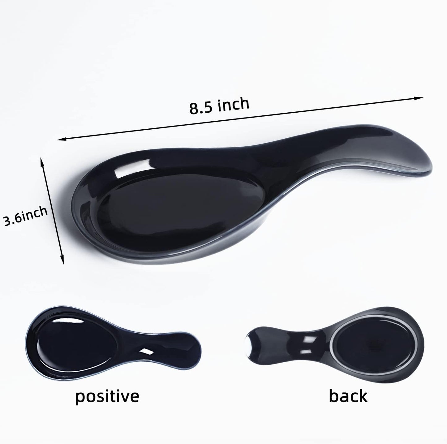 Large Porcelain Spoon Rest for Kitchen Stove Top, Navy | Large Spoon Shaped Holder, Keeps Stove Top Counter Clean, Minimalist Solid Color Porcelain, Dishwasher Safe Utensil Rest