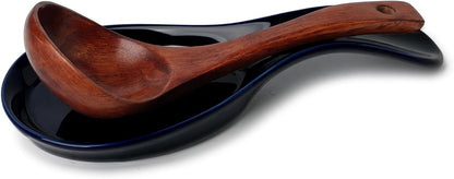 Large Porcelain Spoon Rest for Kitchen Stove Top, Navy | Large Spoon Shaped Holder, Keeps Stove Top Counter Clean, Minimalist Solid Color Porcelain, Dishwasher Safe Utensil Rest