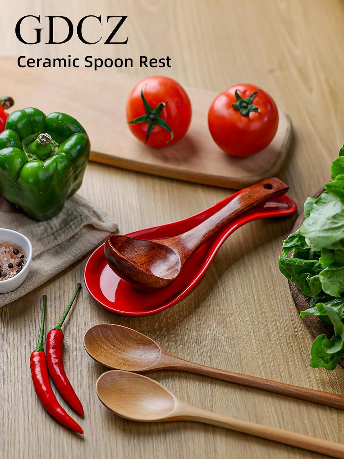 Large Porcelain Spoon Rest for Kitchen Stove Top, Navy | Large Spoon Shaped Holder, Keeps Stove Top Counter Clean, Minimalist Solid Color Porcelain, Dishwasher Safe Utensil Rest