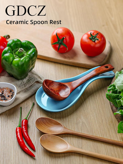 Large Porcelain Spoon Rest for Kitchen Stove Top, Navy | Large Spoon Shaped Holder, Keeps Stove Top Counter Clean, Minimalist Solid Color Porcelain, Dishwasher Safe Utensil Rest