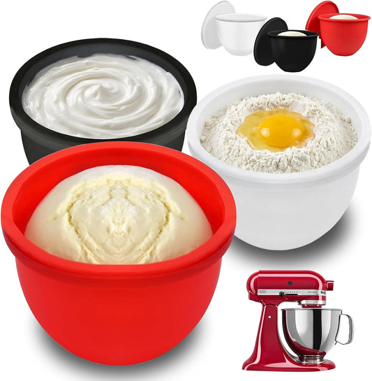 Silicone Bowl Liners for 5 Qt KitchenAid Mixers, 3 Liners with Lid