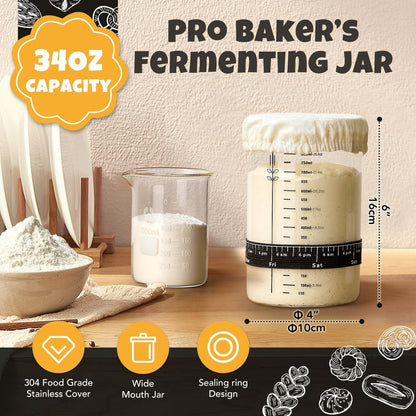 Sourdough Bread Baking Supplies, Sourdough Starter Kit with scale, Starter Jar, Bread Making Tools Kit, Sour Dough Kit Tools, Sourdough Proofing Basket, Sourdough Kit Gifts for Bakers Women Wife Mom