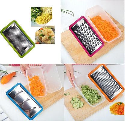 Stainless Steel Zester Grater, Zest/Slice Citrus & Lemon Cheese Potatoes, Fruit & Vegetables- Non-Slip Rubber Handle (4 in 1,Red)