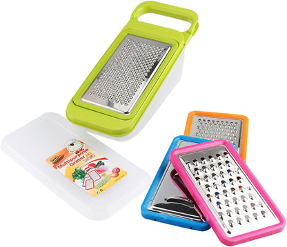 Stainless Steel Zester Grater, Zest/Slice Citrus & Lemon Cheese Potatoes, Fruit & Vegetables- Non-Slip Rubber Handle (4 in 1,Red)