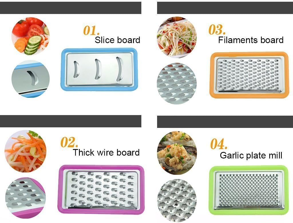 Stainless Steel Zester Grater, Zest/Slice Citrus & Lemon Cheese Potatoes, Fruit & Vegetables- Non-Slip Rubber Handle (4 in 1,Red)