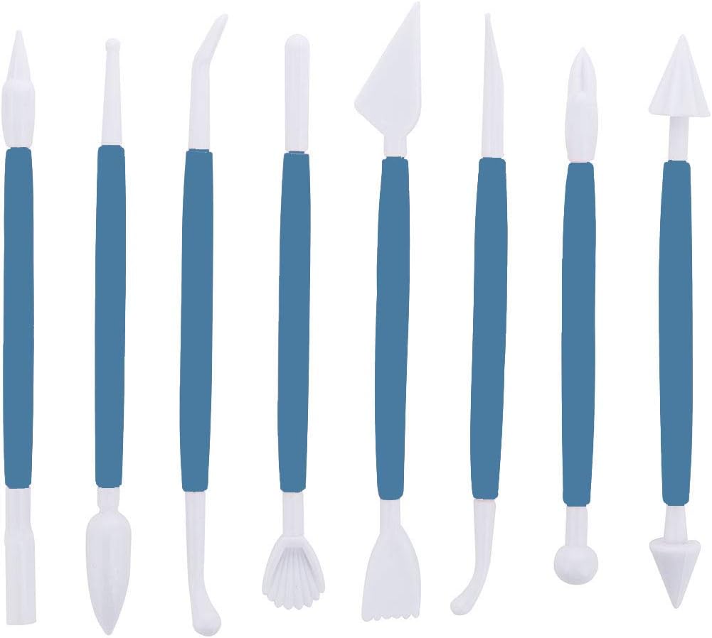 Marshmallow Fondant Cake Decorating Hand Tool 12 Pcs 5 Sets Sugarcraft Gumpaste Icing Smoother Rolling Pin Trimmer Cutter Embosser Flower Scissor Modelling Accessories Supplies Kit Multi