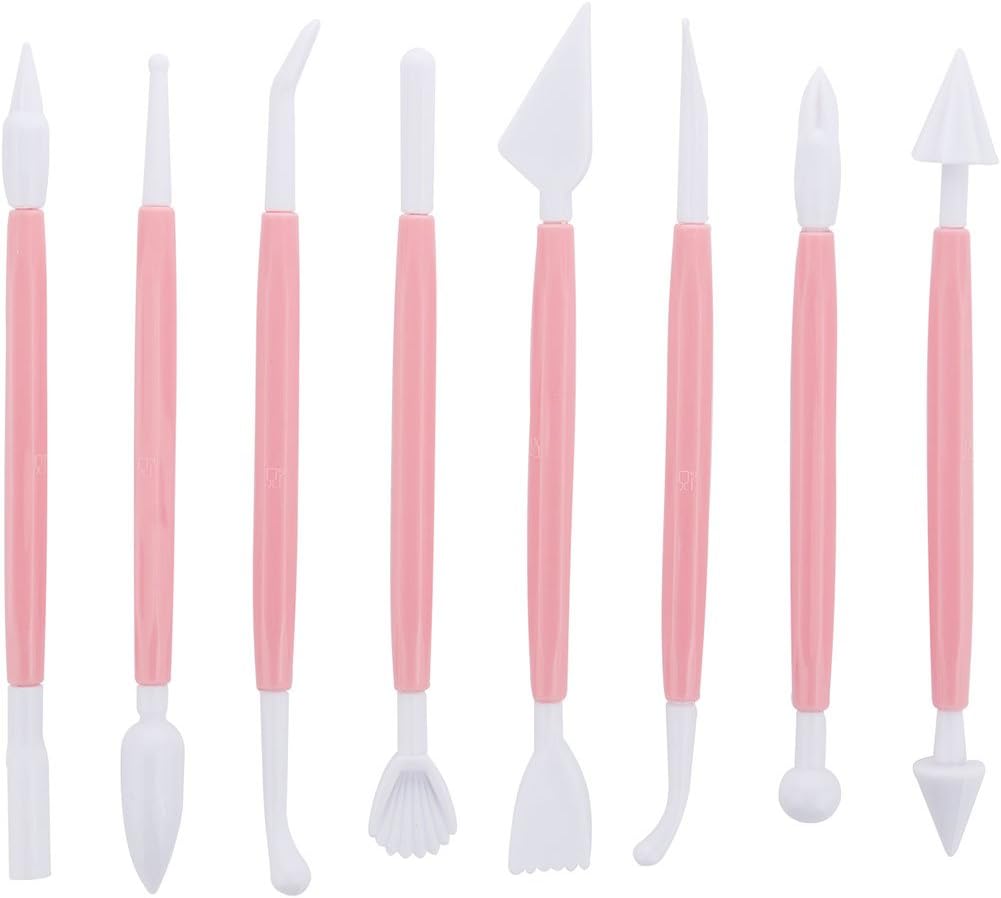 Marshmallow Fondant Cake Decorating Hand Tool 12 Pcs 5 Sets Sugarcraft Gumpaste Icing Smoother Rolling Pin Trimmer Cutter Embosser Flower Scissor Modelling Accessories Supplies Kit Multi
