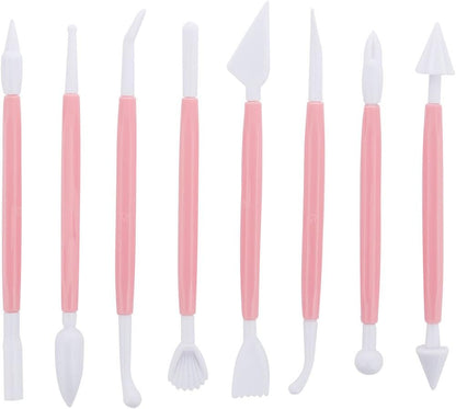 Marshmallow Fondant Cake Decorating Hand Tool 12 Pcs 5 Sets Sugarcraft Gumpaste Icing Smoother Rolling Pin Trimmer Cutter Embosser Flower Scissor Modelling Accessories Supplies Kit Multi