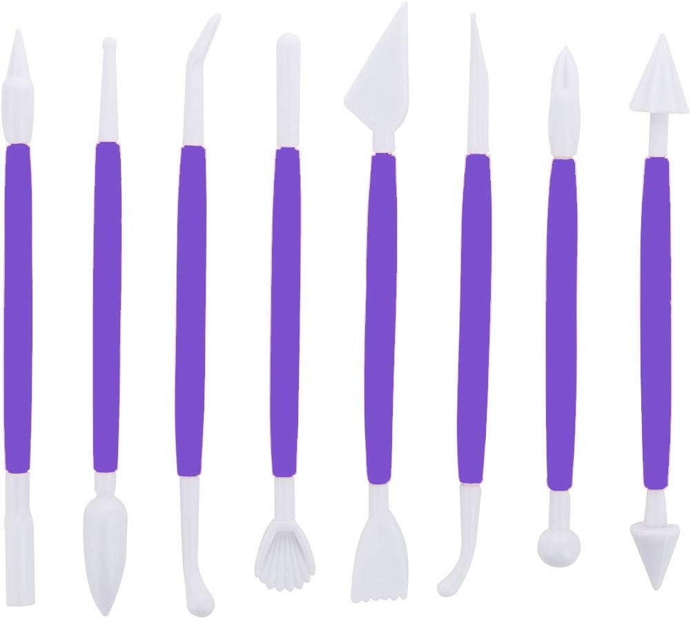 Marshmallow Fondant Cake Decorating Hand Tool 12 Pcs 5 Sets Sugarcraft Gumpaste Icing Smoother Rolling Pin Trimmer Cutter Embosser Flower Scissor Modelling Accessories Supplies Kit Multi