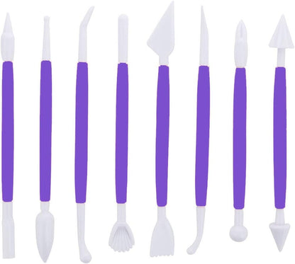 Marshmallow Fondant Cake Decorating Hand Tool 12 Pcs 5 Sets Sugarcraft Gumpaste Icing Smoother Rolling Pin Trimmer Cutter Embosser Flower Scissor Modelling Accessories Supplies Kit Multi