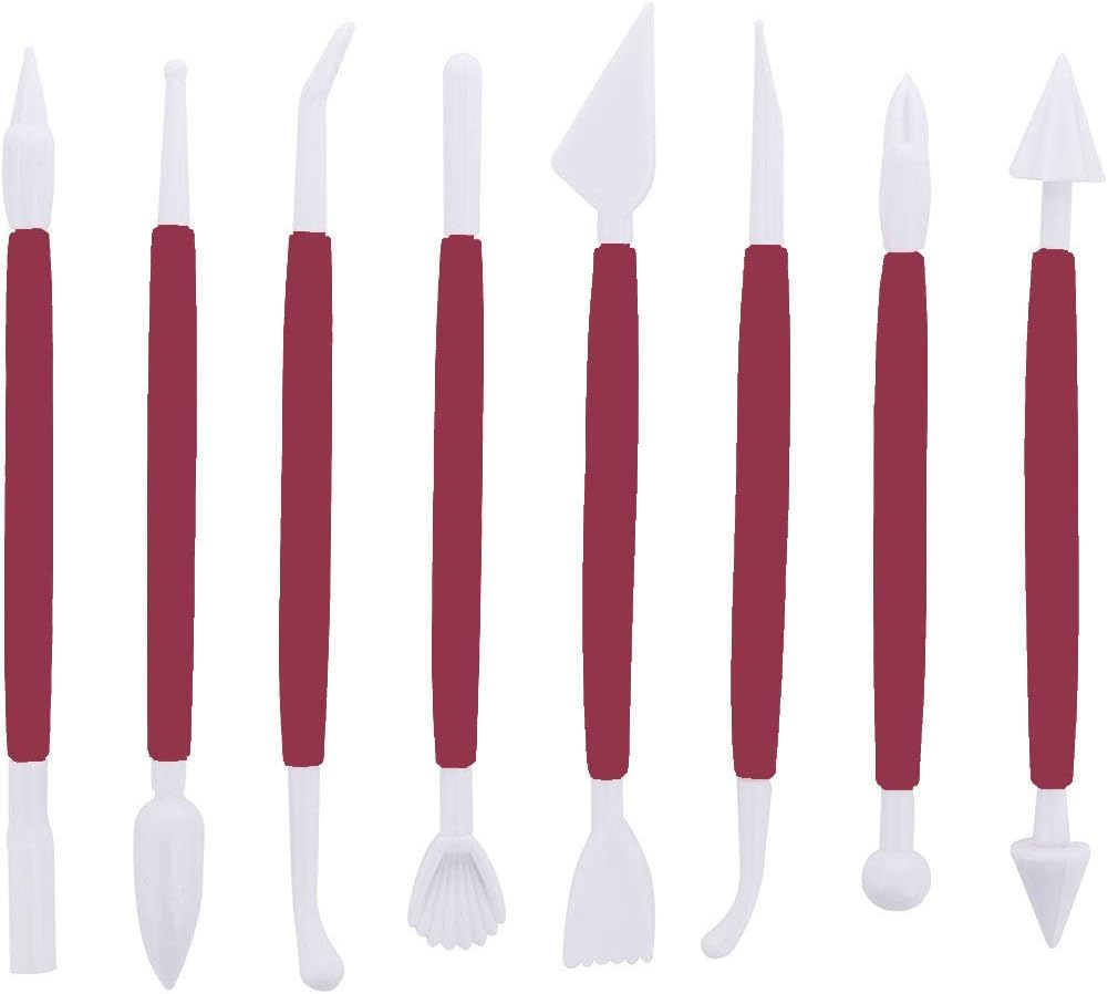 Marshmallow Fondant Cake Decorating Hand Tool 12 Pcs 5 Sets Sugarcraft Gumpaste Icing Smoother Rolling Pin Trimmer Cutter Embosser Flower Scissor Modelling Accessories Supplies Kit Multi