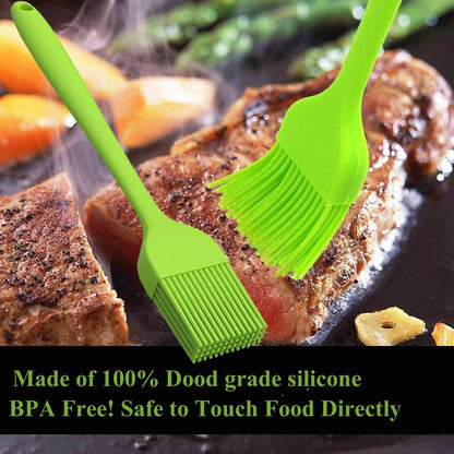Basting Brush + Large Spatula Silicone Pastry Baking BBQ Sauce Marinade Meat Glazing Oil Brush Heat Resistant, Kitchen Cooking Baste Pastries Cakes Desserts 4 Pack (Brush + Spatula)