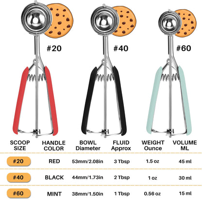 Cookie Scoop Set, Cookie Scoops for Baking Set of 3, #20/#40/#60