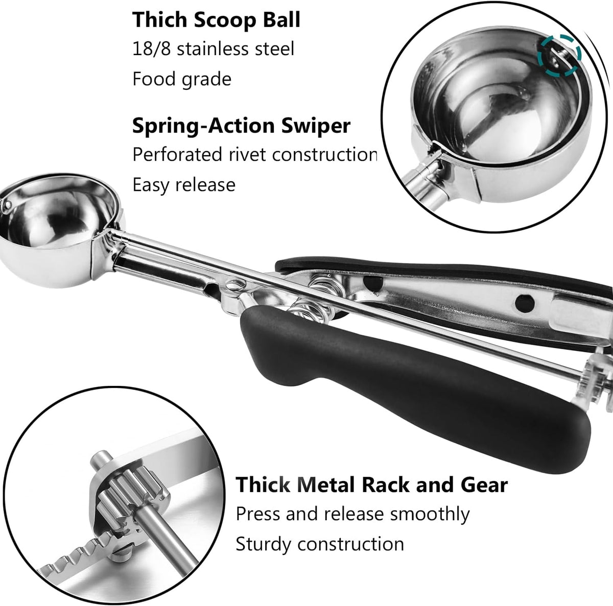 Cookie Scoop Set, Cookie Scoops for Baking Set of 3, #20/#40/#60