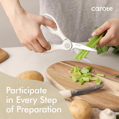 Kitchen Utensils Set with Wood Cool-Touch Handles, Cream