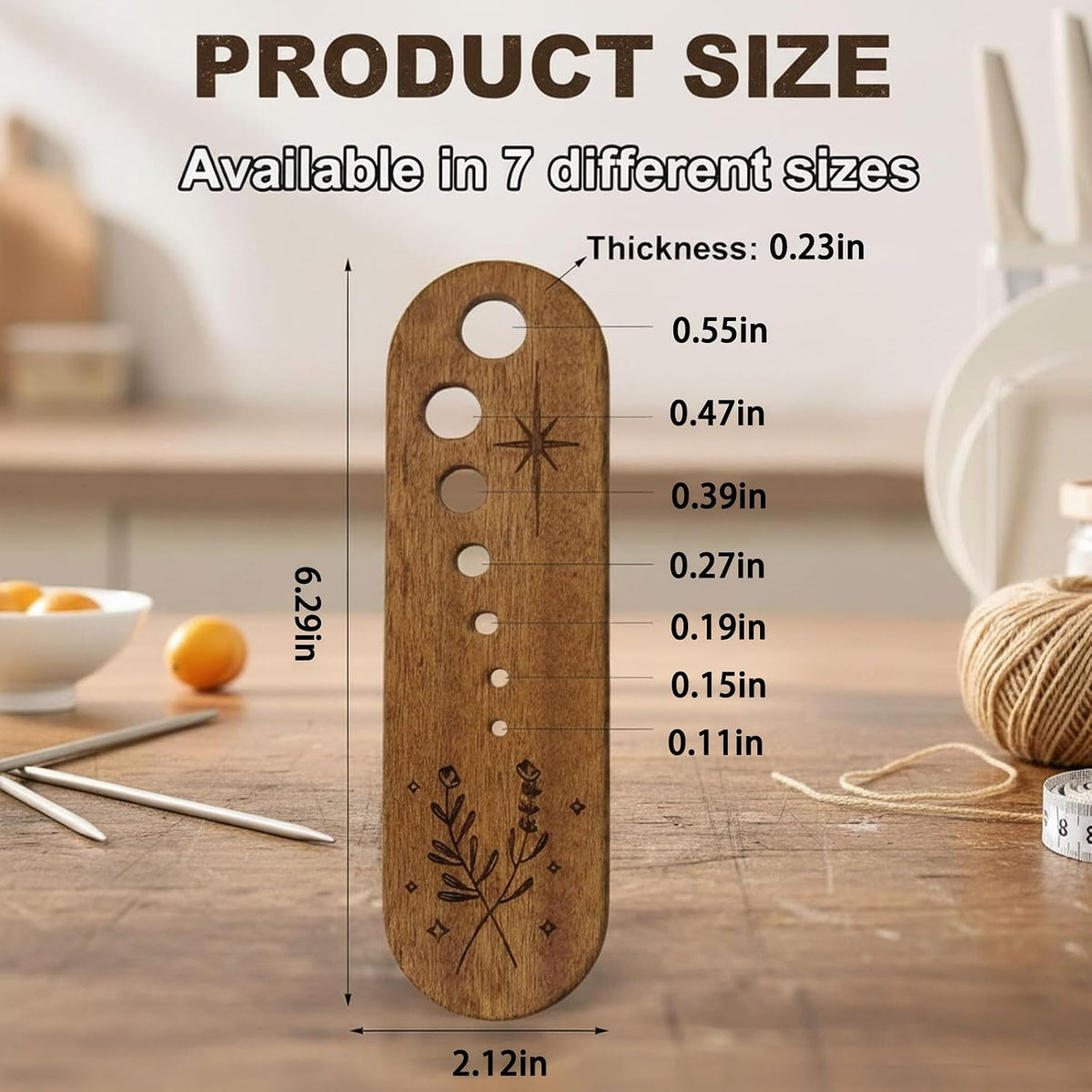 Herb Peeler Tool Wooden Herb Leaf Stripper Vegetable Stripper with magnetic hook for Kale Chard Collard Greens Thyme Basil Rosemary 7 Holes