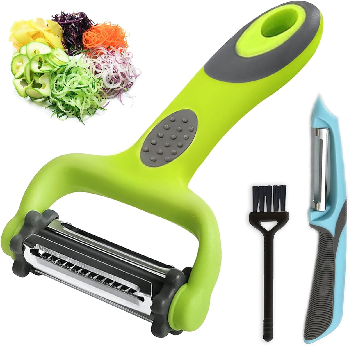 3-in-1 Multifunctional Fruit & Vegetable Peeler - Stainless Steel Blade for Peeling/Julienning/Slicing Non-Slip Handle Ideal for Potatoes/Cucumbers/Apples Home Kitchen Daily Use (3)