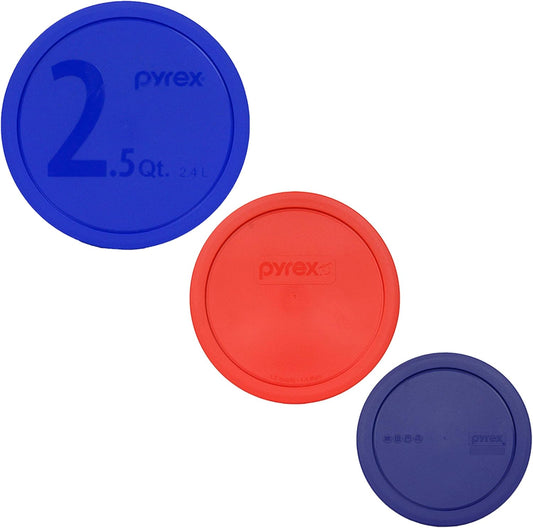325-PC Blue 2.5-Qt, 323-PC Red & 322-PC Blue 1-Qt Lids - Made in USA | Durable Plastic Build | Secure Fit | Crack-Resistant Design | Easy Grip Tabs | BPA-Free Plastic