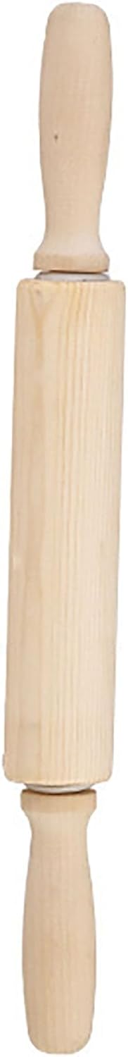 Wooden Rolling Pin, 16.5 Inch Drum and Handle Could Rotate Relatively for Kneading Dough of Baking Bread, Pizza, Cookie, Cake and Noodles (42cm)