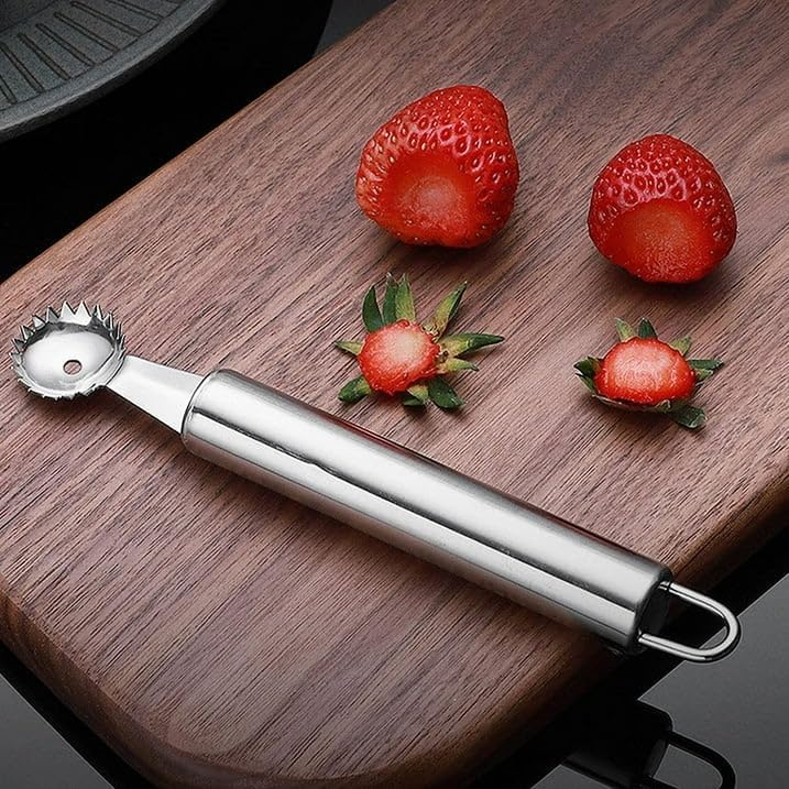 Silver Stems Remover For Pineapple Strawberry Tomato Cherry Stainless Steel Tomato Corer Strawberry Huller Stem Remover Fruit Leaf，Corers and Pitters，Fruit and Vegetable Corers