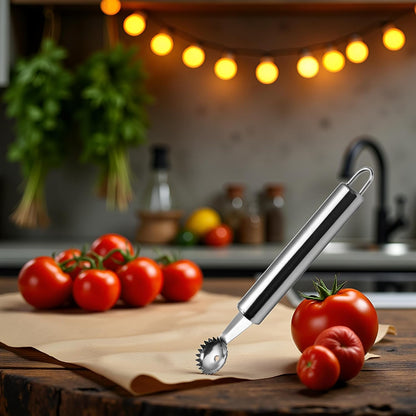 Silver Stems Remover For Pineapple Strawberry Tomato Cherry Stainless Steel Tomato Corer Strawberry Huller Stem Remover Fruit Leaf，Corers and Pitters，Fruit and Vegetable Corers