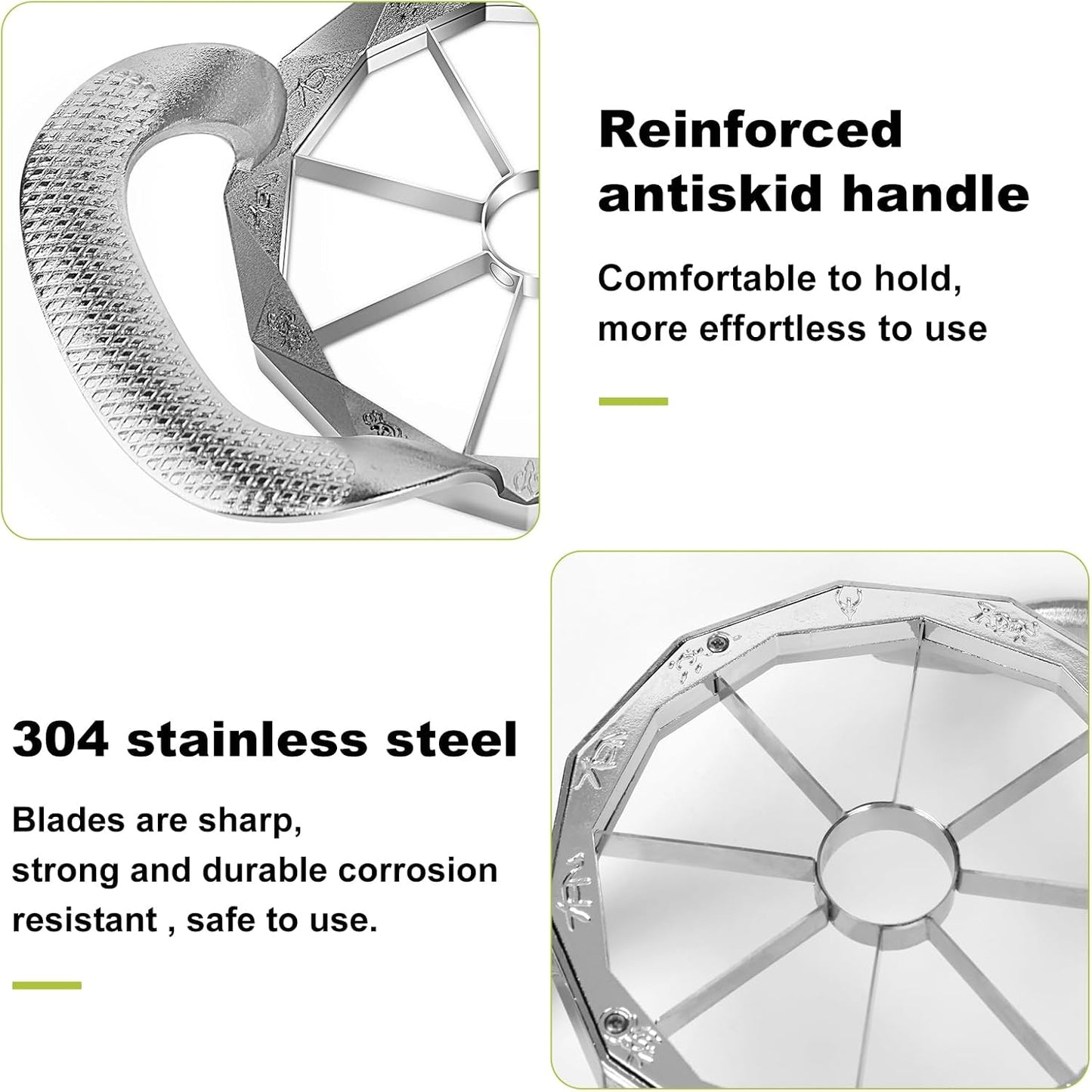 Apple Slicer,12-Slices Stainless Steel Cutter，Heavy Duty Stainless Steel Apple Cutter and Divider， Anti-slip Handle，Gifts for Mom， Easy to Use.