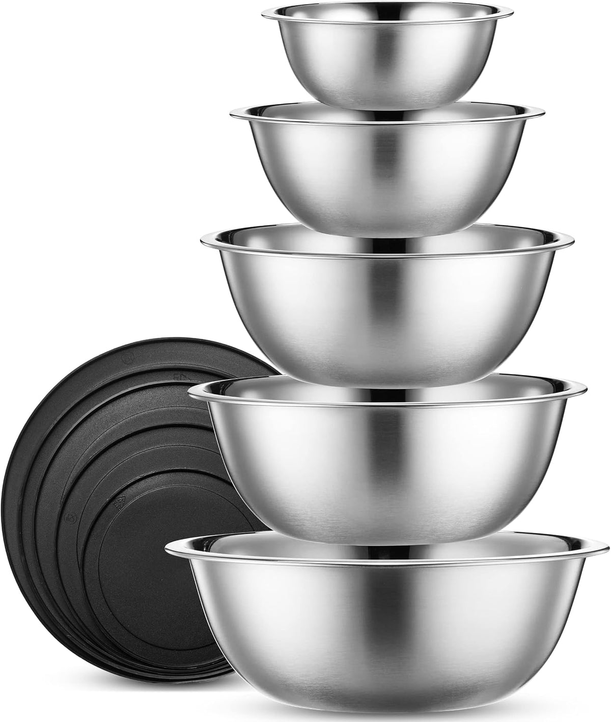 10-Piece Stainless Steel Mixing Bowl Set with Lids for Food Prep & Storage