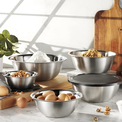 10-Piece Stainless Steel Mixing Bowl Set with Lids for Food Prep & Storage