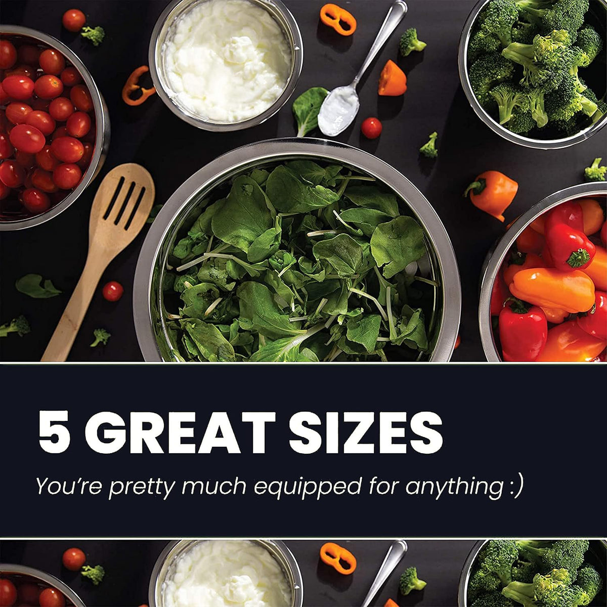 10-Piece Stainless Steel Mixing Bowl Set with Lids for Food Prep & Storage