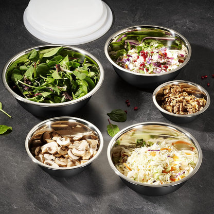 10-Piece Stainless Steel Mixing Bowl Set with Lids for Food Prep & Storage