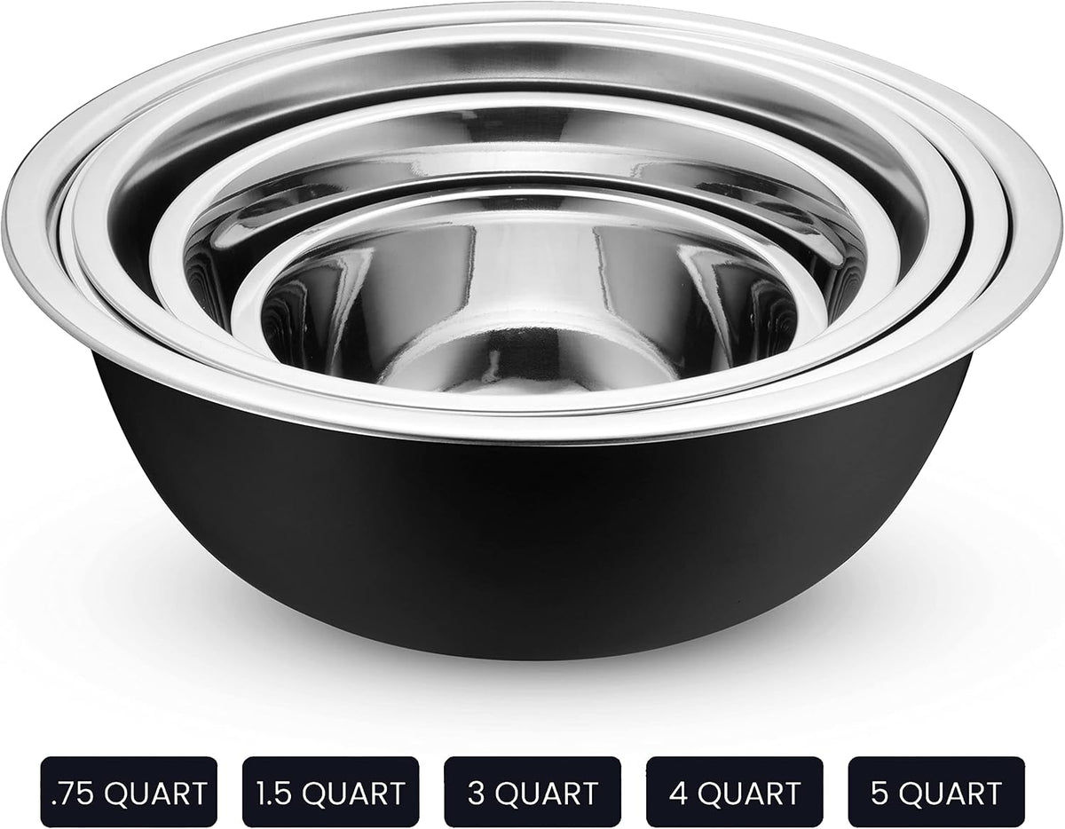 10-Piece Stainless Steel Mixing Bowl Set with Lids for Food Prep & Storage