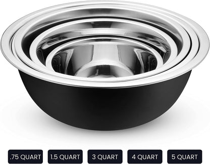 10-Piece Stainless Steel Mixing Bowl Set with Lids for Food Prep & Storage