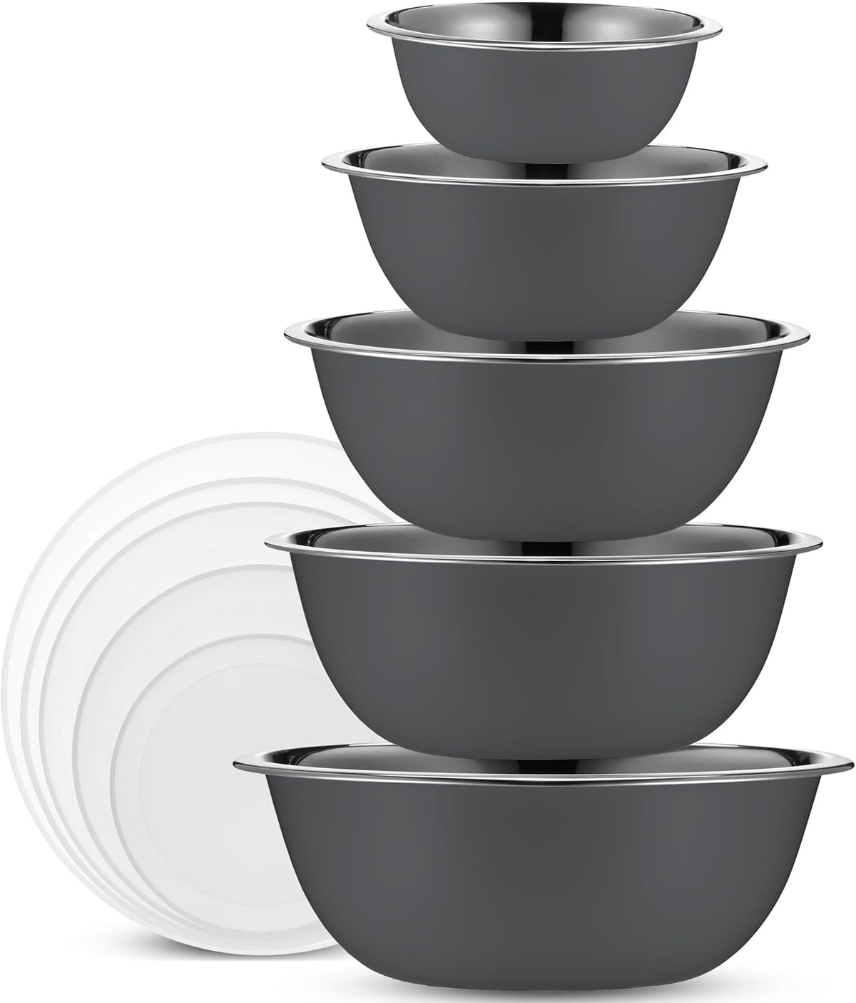 10-Piece Stainless Steel Mixing Bowl Set with Lids for Food Prep & Storage