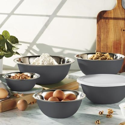 10-Piece Stainless Steel Mixing Bowl Set with Lids for Food Prep & Storage