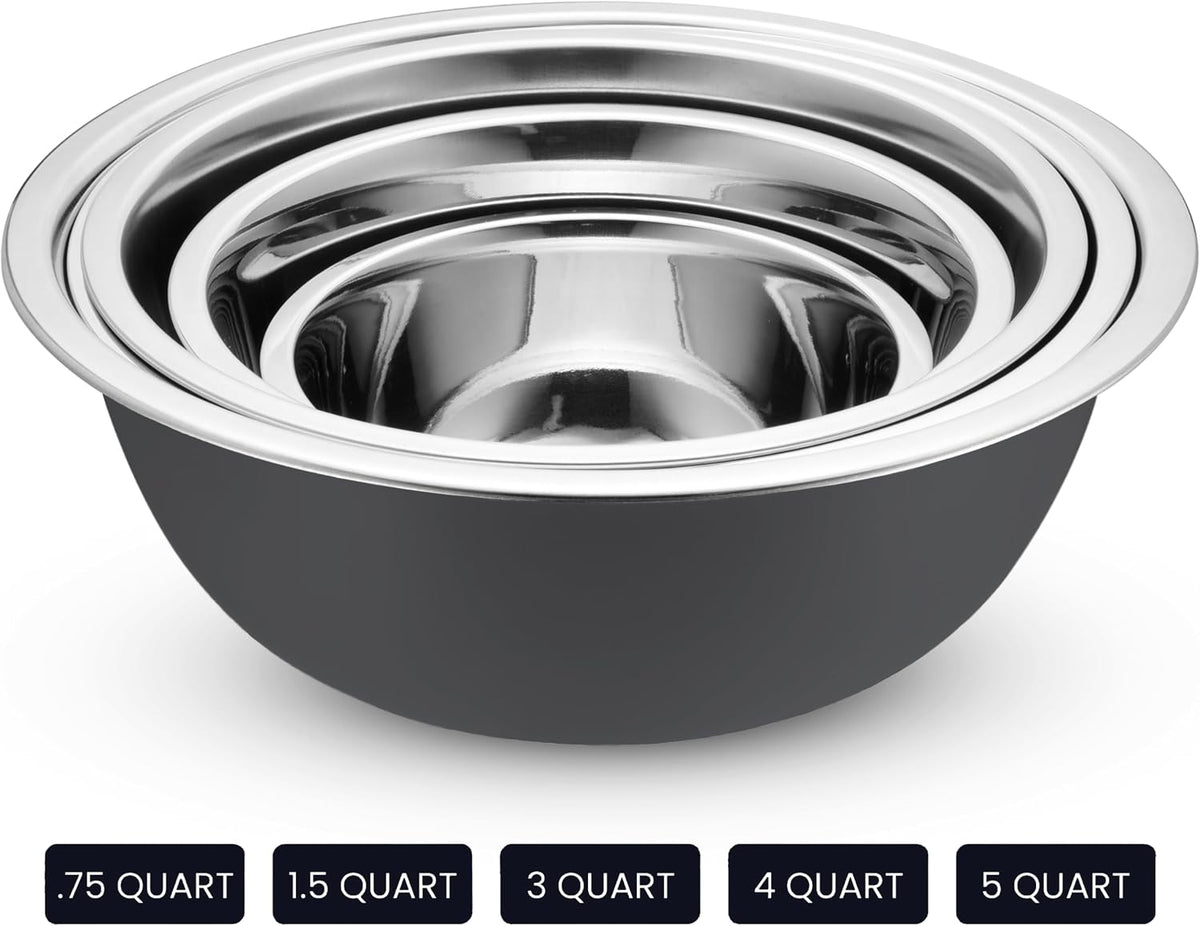 10-Piece Stainless Steel Mixing Bowl Set with Lids for Food Prep & Storage