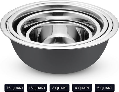 10-Piece Stainless Steel Mixing Bowl Set with Lids for Food Prep & Storage