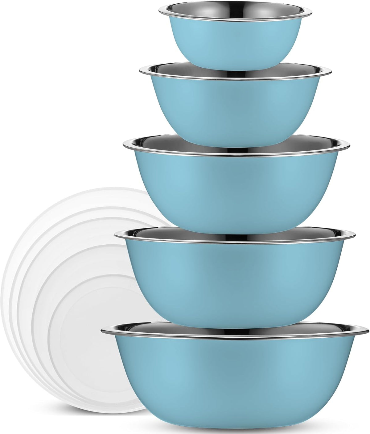 10-Piece Stainless Steel Mixing Bowl Set with Lids for Food Prep & Storage