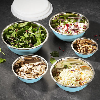 10-Piece Stainless Steel Mixing Bowl Set with Lids for Food Prep & Storage