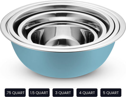 10-Piece Stainless Steel Mixing Bowl Set with Lids for Food Prep & Storage
