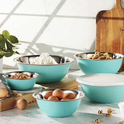 10-Piece Stainless Steel Mixing Bowl Set with Lids for Food Prep & Storage