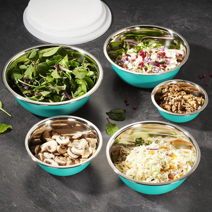 10-Piece Stainless Steel Mixing Bowl Set with Lids for Food Prep & Storage