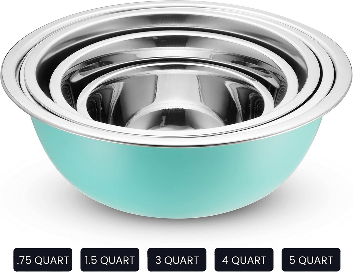 10-Piece Stainless Steel Mixing Bowl Set with Lids for Food Prep & Storage